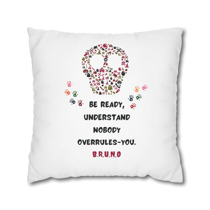 Personalized Initial Quote Floral Skull — Custom Sayings on Square Poly Canvas Pillowcase