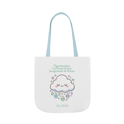 Personalized Initial Quote Cloud Dripping Canvas Tote Custom Name