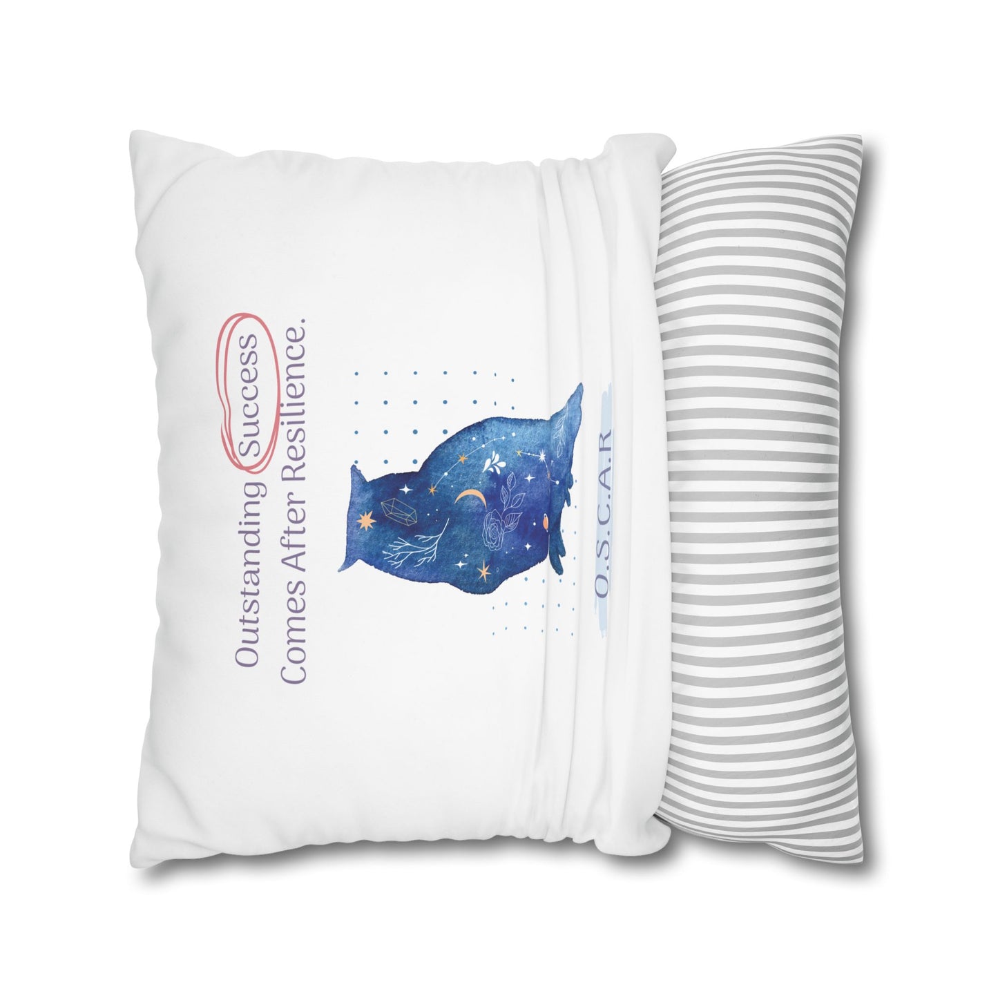 Personalized Initial Quote Galaxy Owl — Custom Sayings on Square Poly Canvas Pillowcase