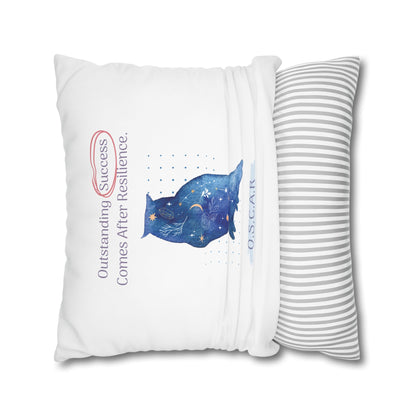 Personalized Initial Quote Galaxy Owl — Custom Sayings on Square Poly Canvas Pillowcase