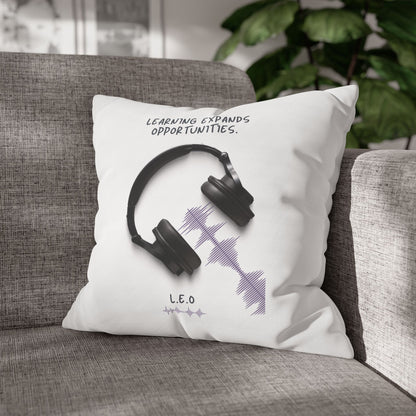 Personalized Initial Quote Headphone — Custom Sayings on Square Poly Canvas Pillowcase