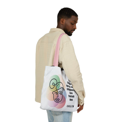 Personalized Initial Quote Sketch Girl Canvas Tote Custom Name
