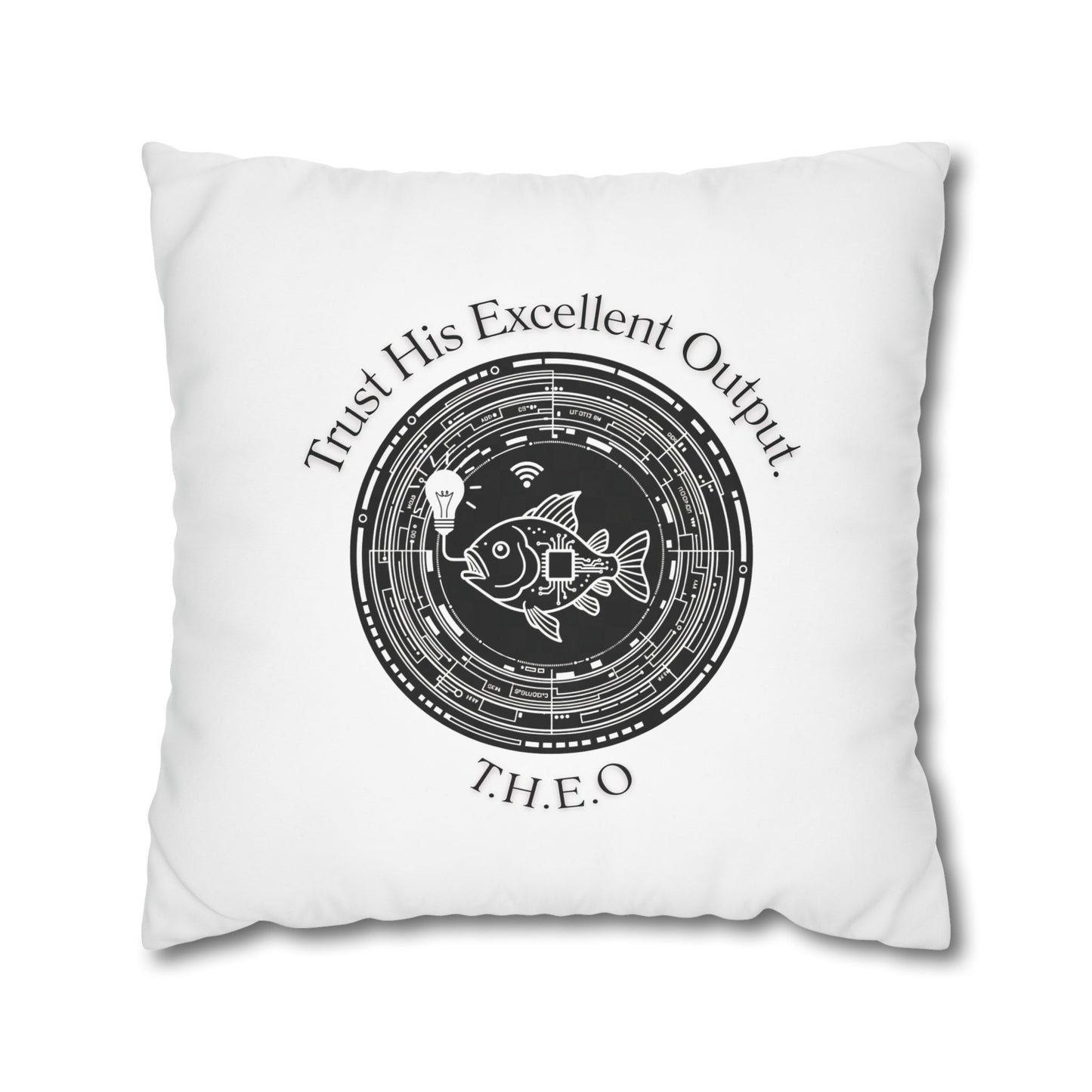 Personalized Initial Quote Fish — Custom Sayings on Square Poly Canvas Pillowcase