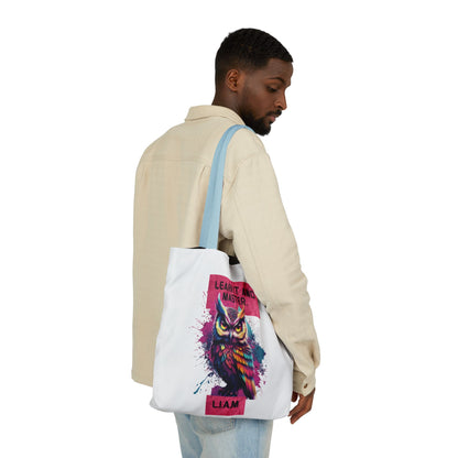 Personalized Initial Quote Owl Canvas Tote Custom Name