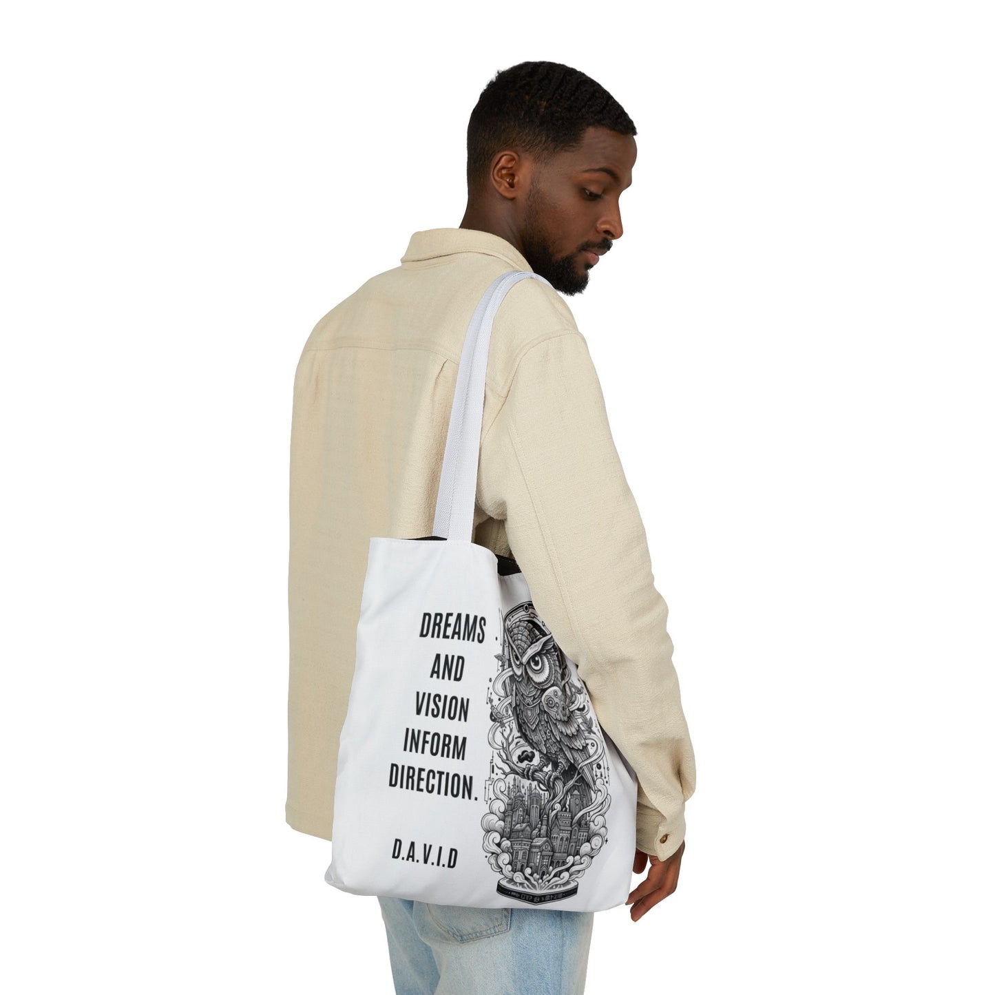 Personalized Initial Quote Owl Vision Canvas Tote Custom Name