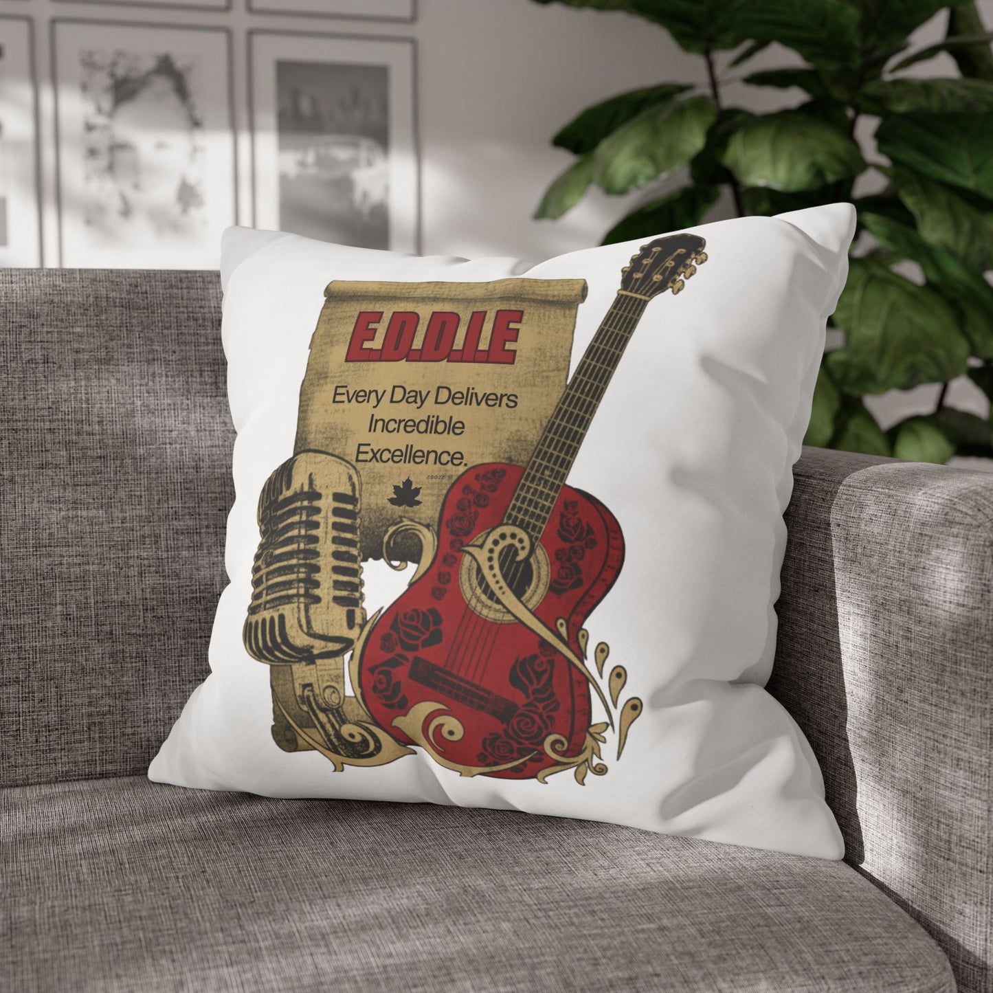 Personalized Initial Quote Guitar — Custom Sayings on Square Poly Canvas Pillowcase
