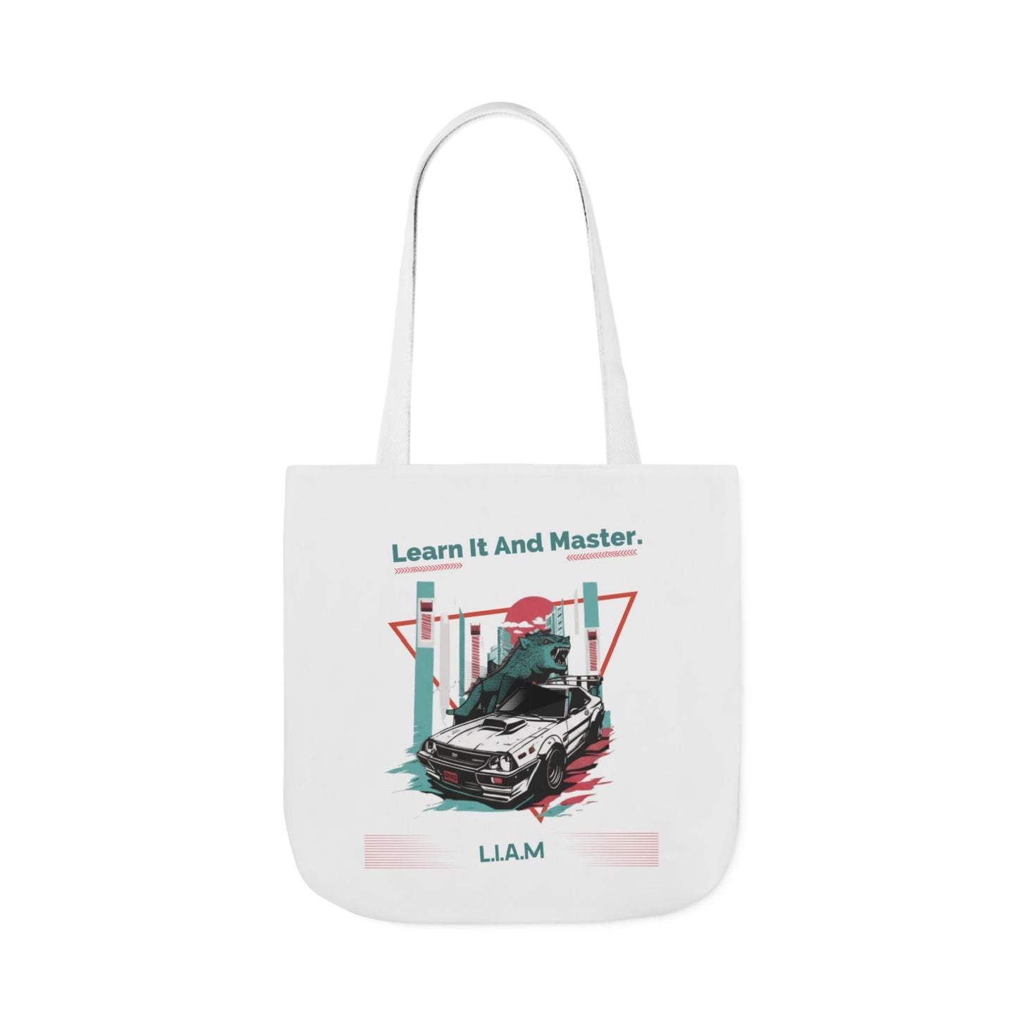Personalized Initial Quote Dinosaur Car Canvas Tote Custom Name