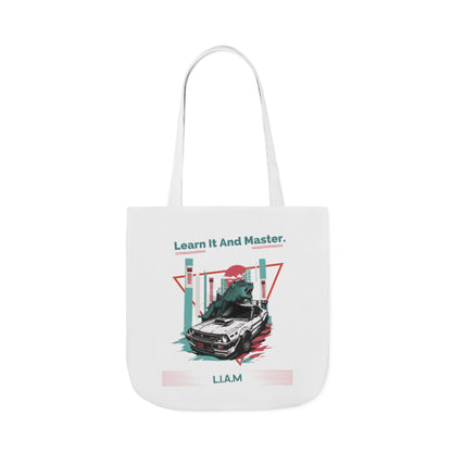 Personalized Initial Quote Dinosaur Car Canvas Tote Custom Name