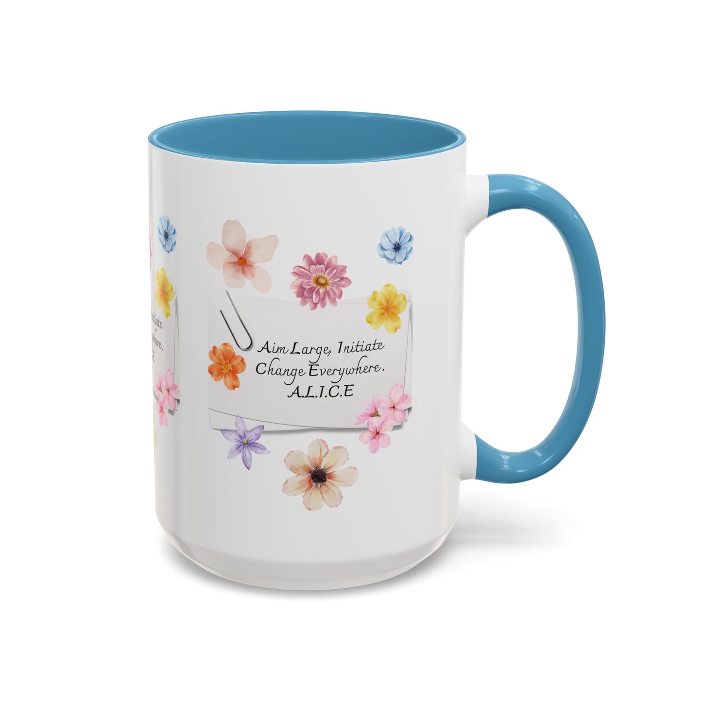 Personalized Floral Clip Note Accent Coffee Mug