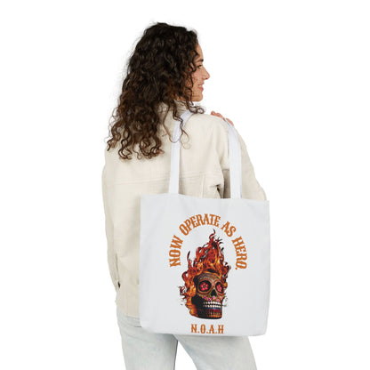Personalized Initial Quote Fire Skull Canvas Tote Custom Name