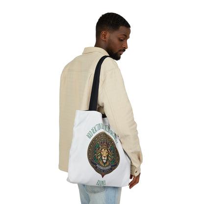 Personalized Initial Quote Circle Lion Canvas Tote Custom Name