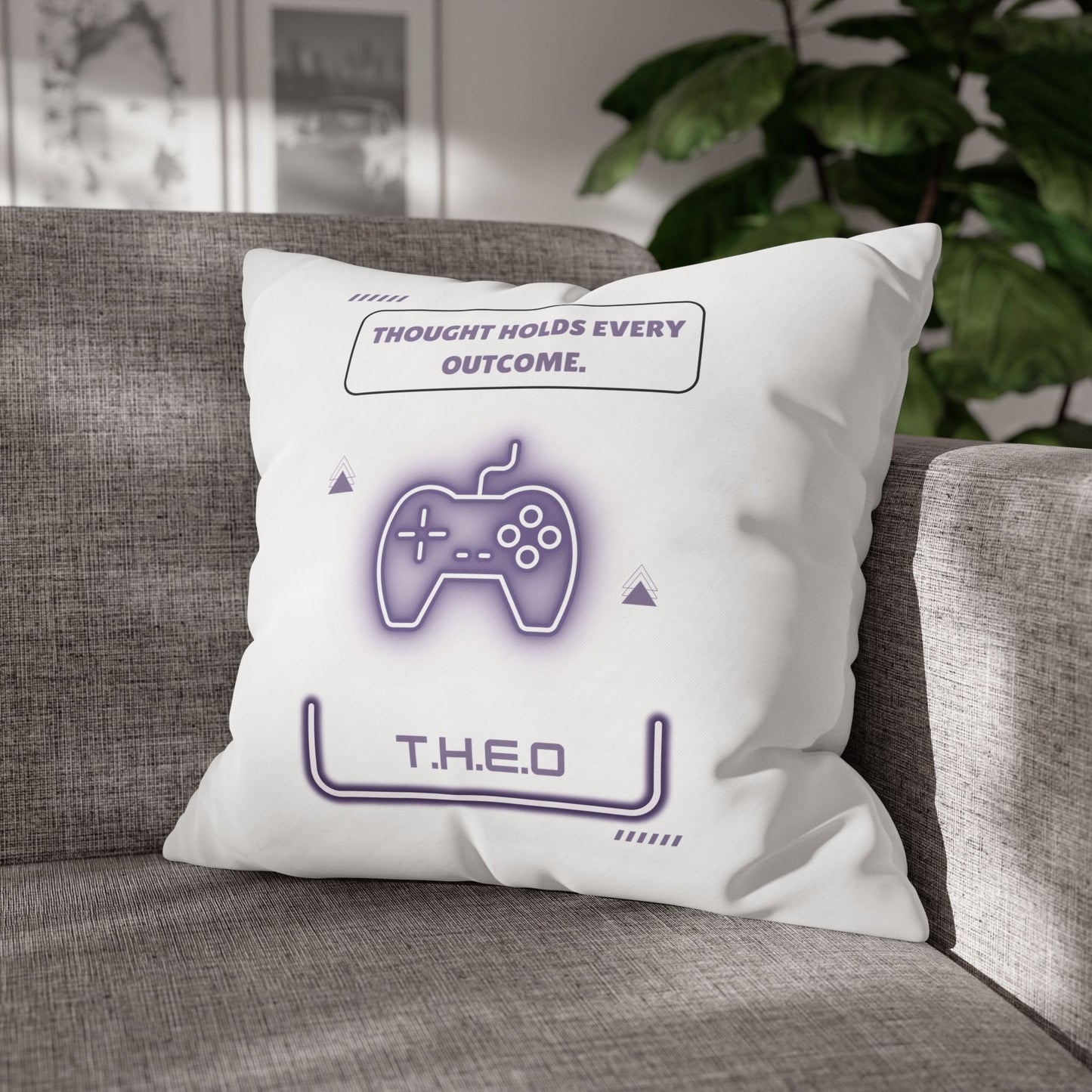 Personalized Initial Quote Game Controller — Custom Sayings on Square Poly Canvas Pillowcase