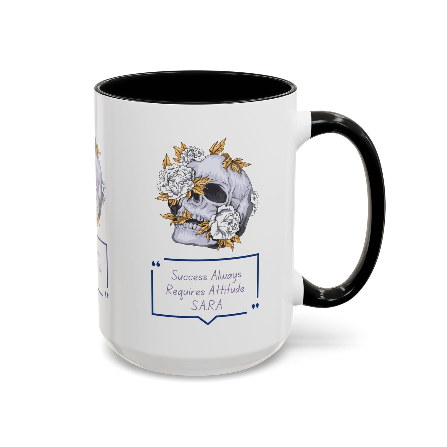 Personalized Initial Floral Skull Accent Coffee Mug