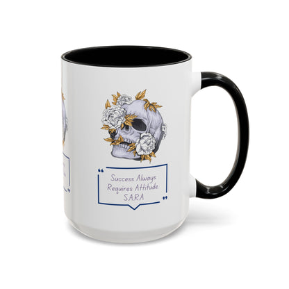 Personalized Initial Floral Skull Accent Coffee Mug