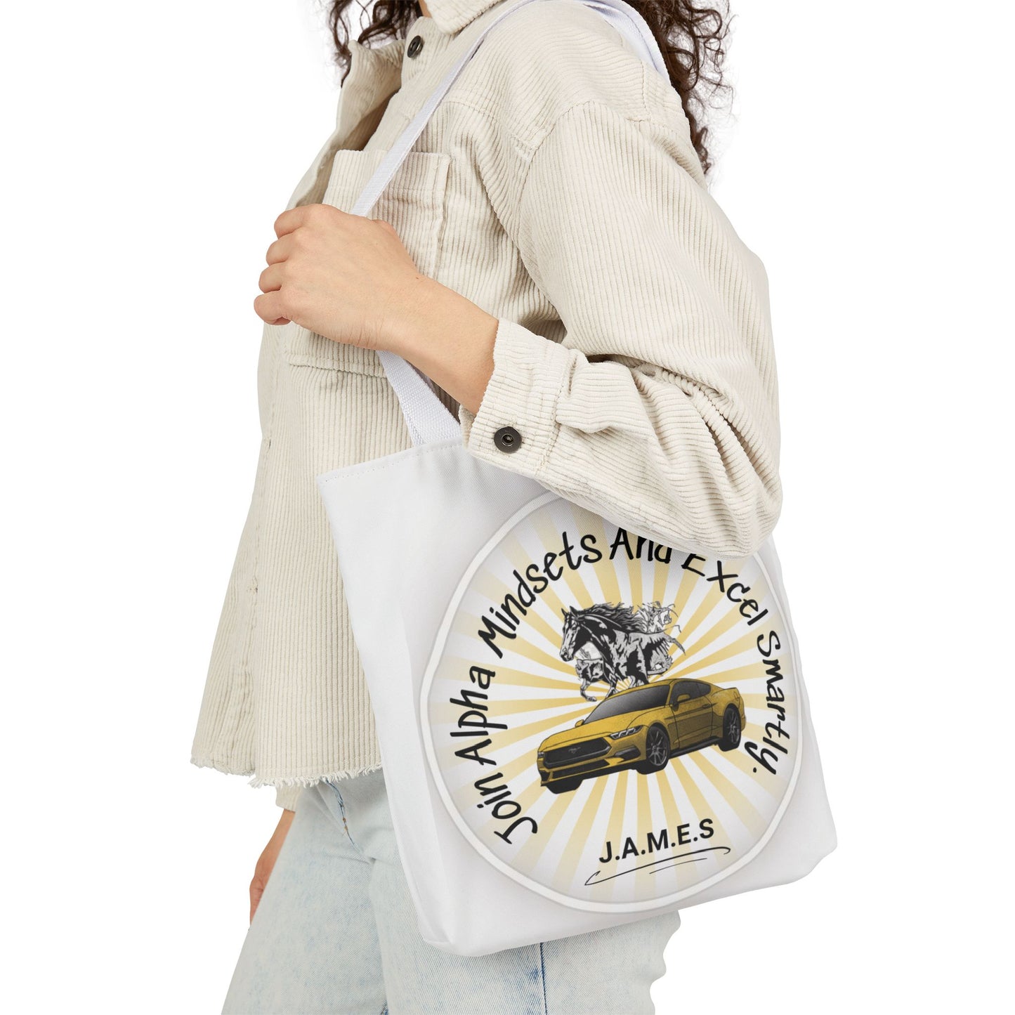 Personalized Initial Quote Horse Car Canvas Tote Custom Name