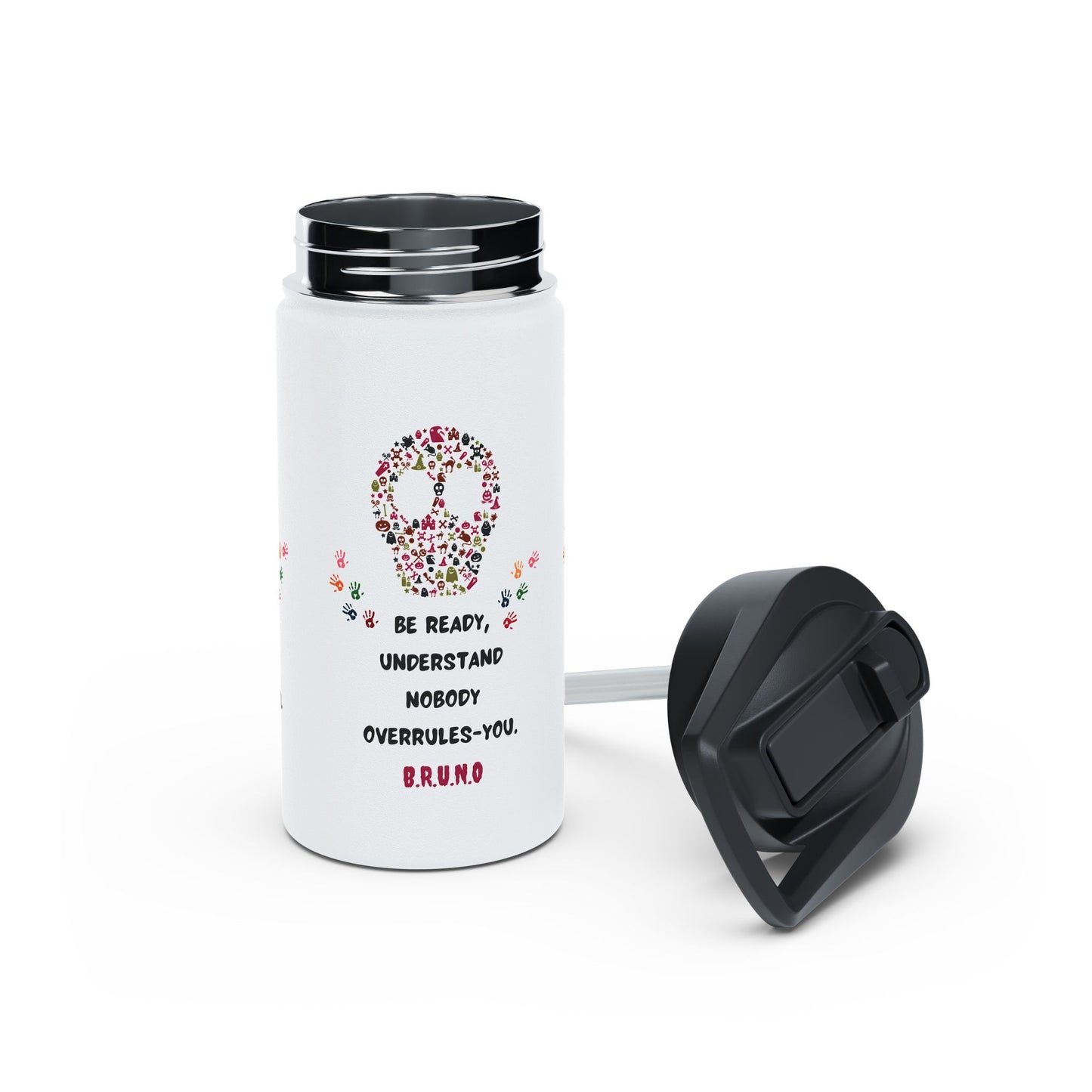 Personalized Initial Quote Hands Skull Stainless Steel Water Bottle