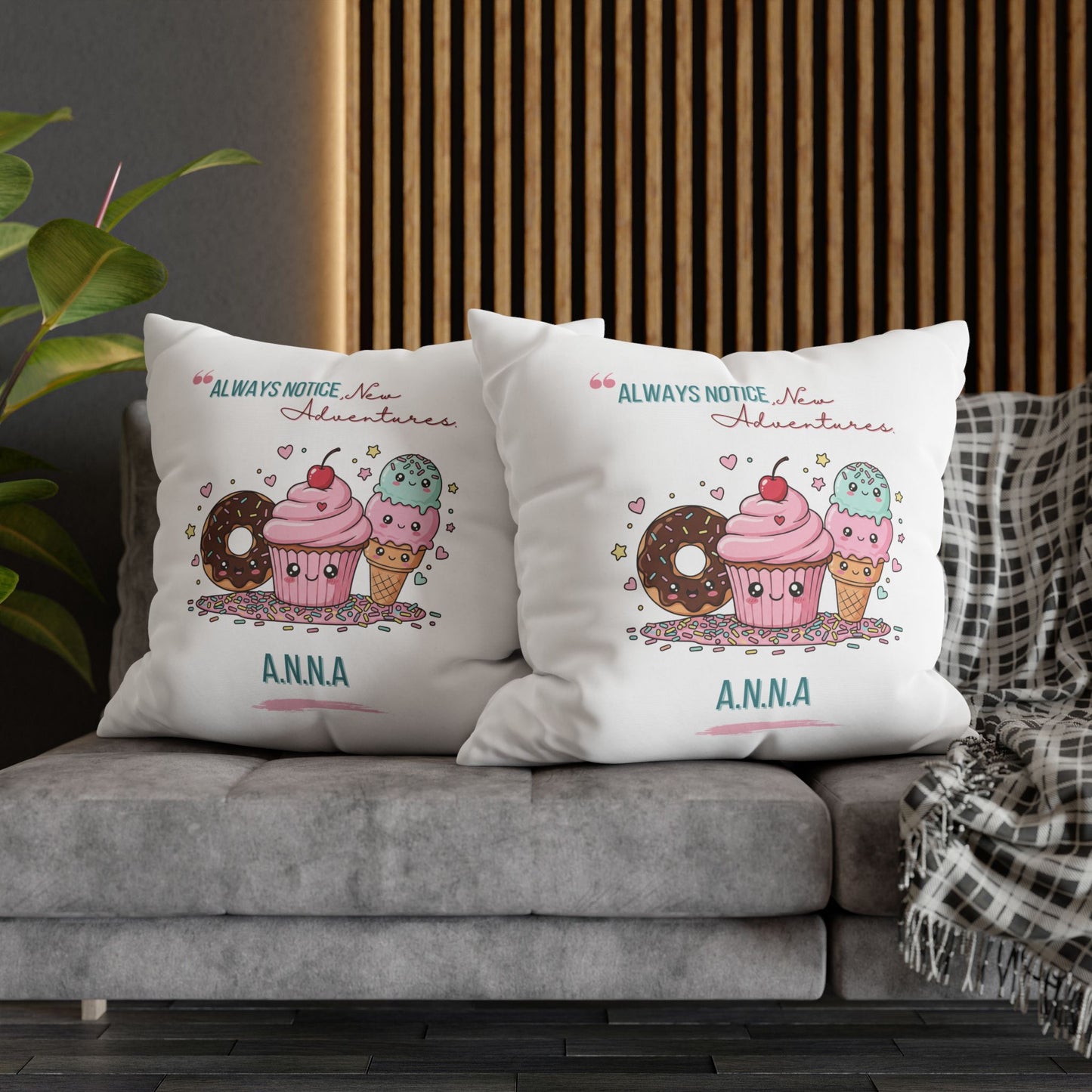 Personalized Initial Quote Sweet Treat — Custom Sayings on Square Poly Canvas Pillowcase