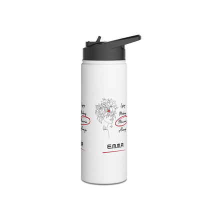Personalized Initial Quote Floral Girl Stainless Steel Water Bottle