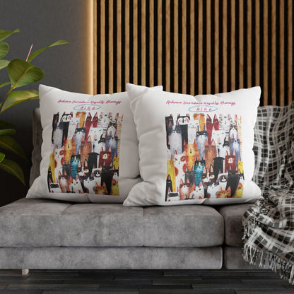 Personalized Initial Quote Cat Collage — Custom Sayings on Square Poly Canvas Pillowcase