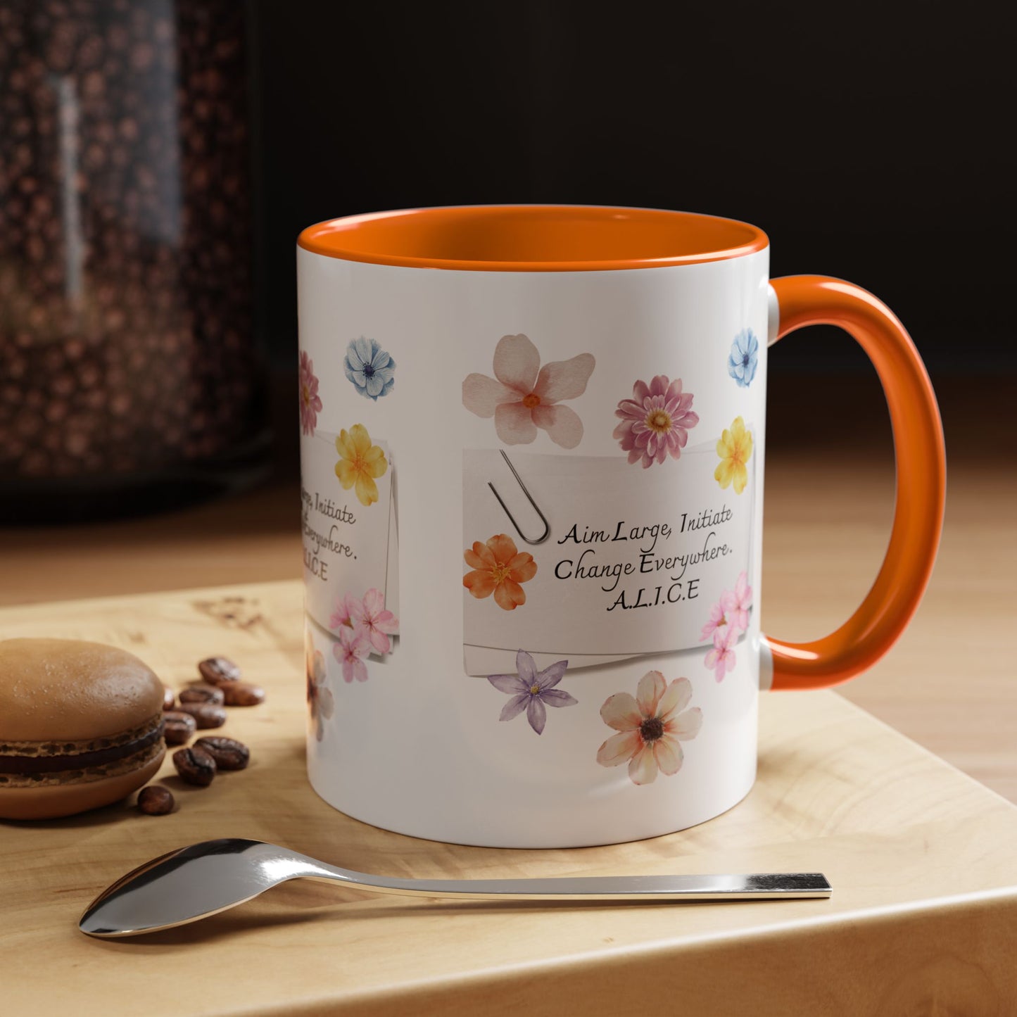 Personalized Floral Clip Note Accent Coffee Mug