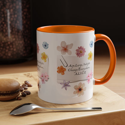 Personalized Floral Clip Note Accent Coffee Mug