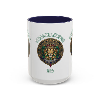 Personalized Initial Circled Lion Accent Coffee Mug