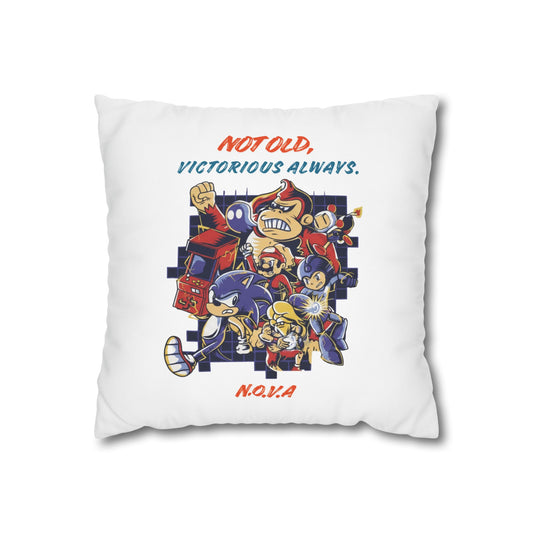 Customized monogrammed pillowcase with personalized quote. High-quality poly canvas square cushion cover, ideal for housewarming, wedding, or anniversary gifts with bespoke text.