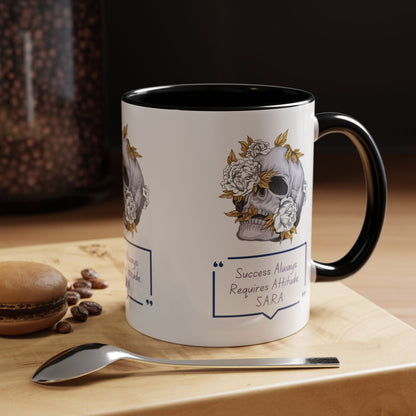 Personalized Initial Floral Skull Accent Coffee Mug