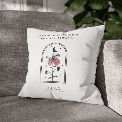 Personalized Initial Quote Floral Moon — Custom Sayings on Square Poly Canvas Pillowcase