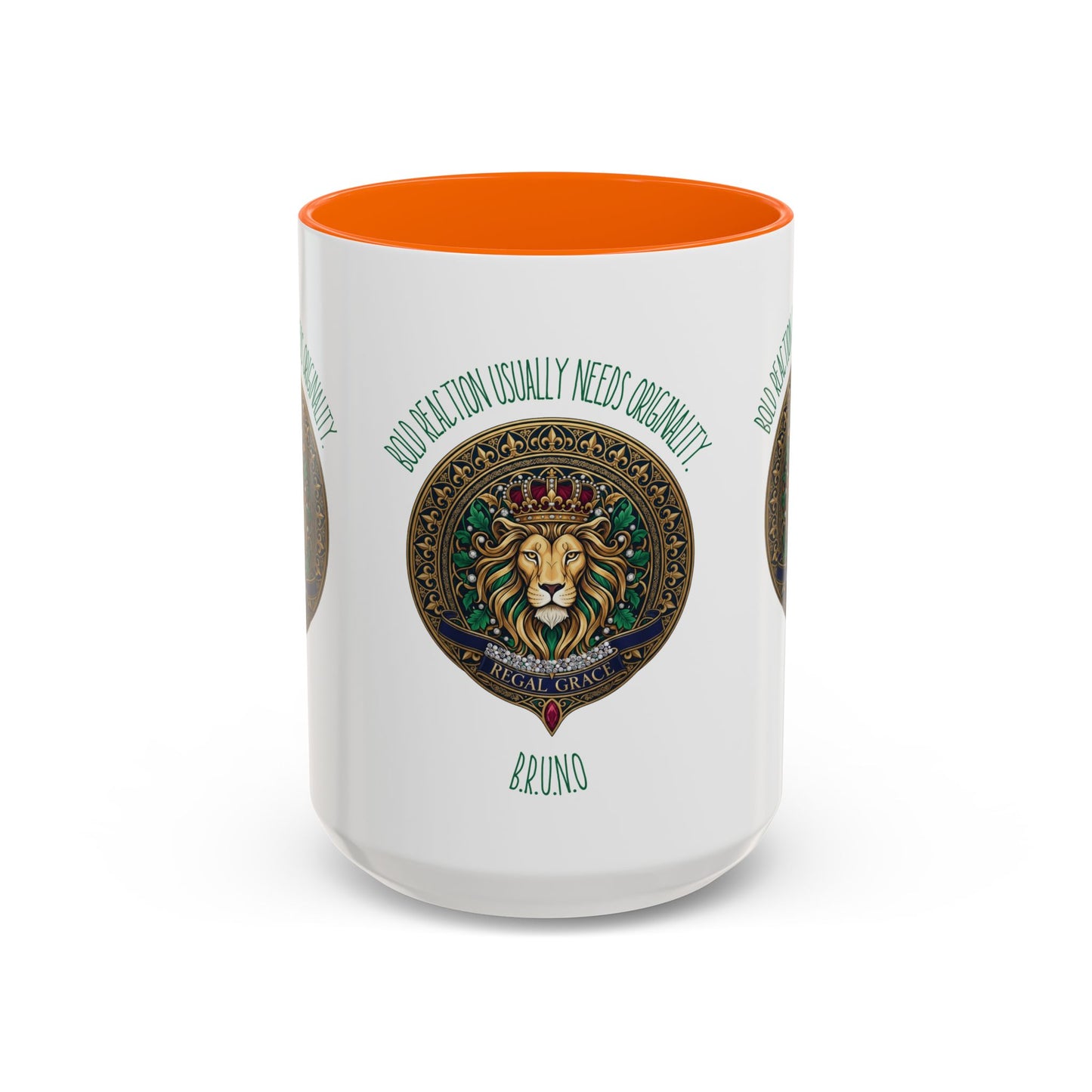 Personalized Initial Circled Lion Accent Coffee Mug