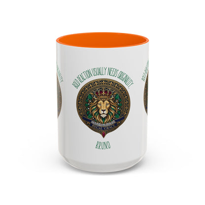 Personalized Initial Circled Lion Accent Coffee Mug