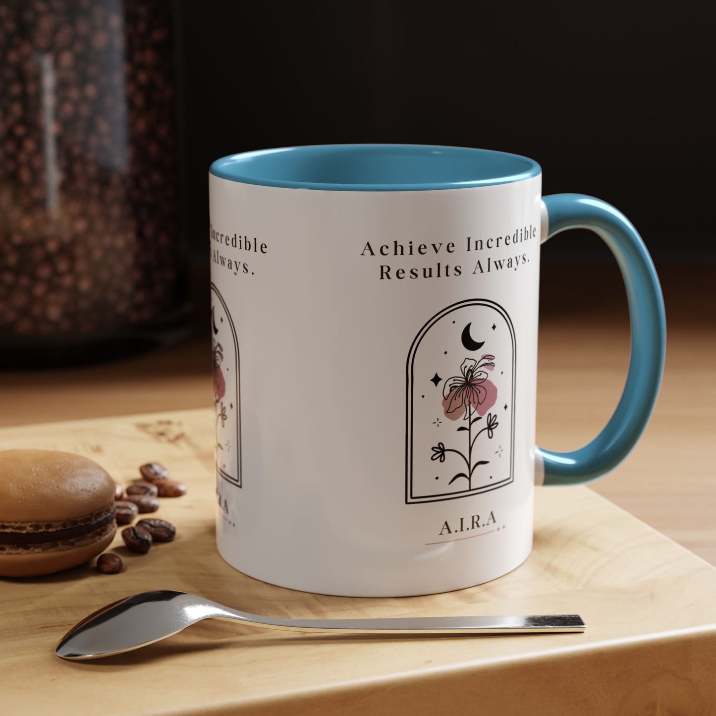 Personalized Initial Floral Moon Accent Coffee Mug
