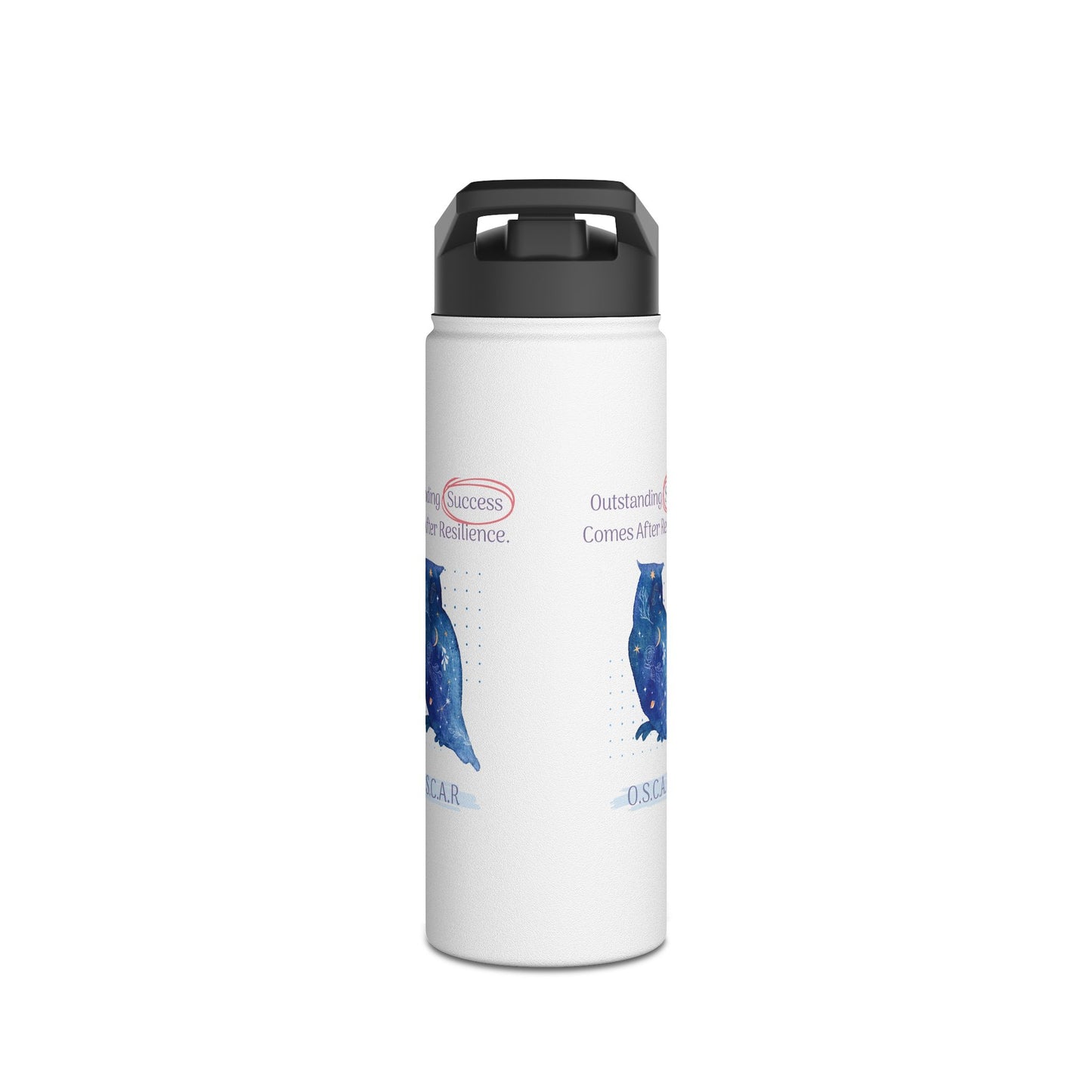 Personalized Initial Quote Owl Galaxy Stainless Steel Water Bottle