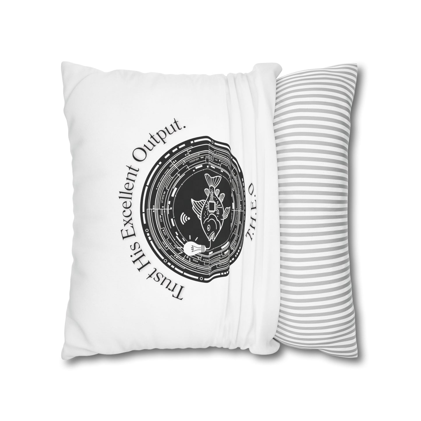 Personalized Initial Quote Fish — Custom Sayings on Square Poly Canvas Pillowcase