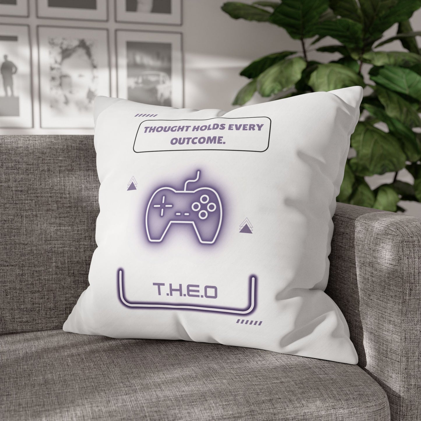 Personalized Initial Quote Game Controller — Custom Sayings on Square Poly Canvas Pillowcase