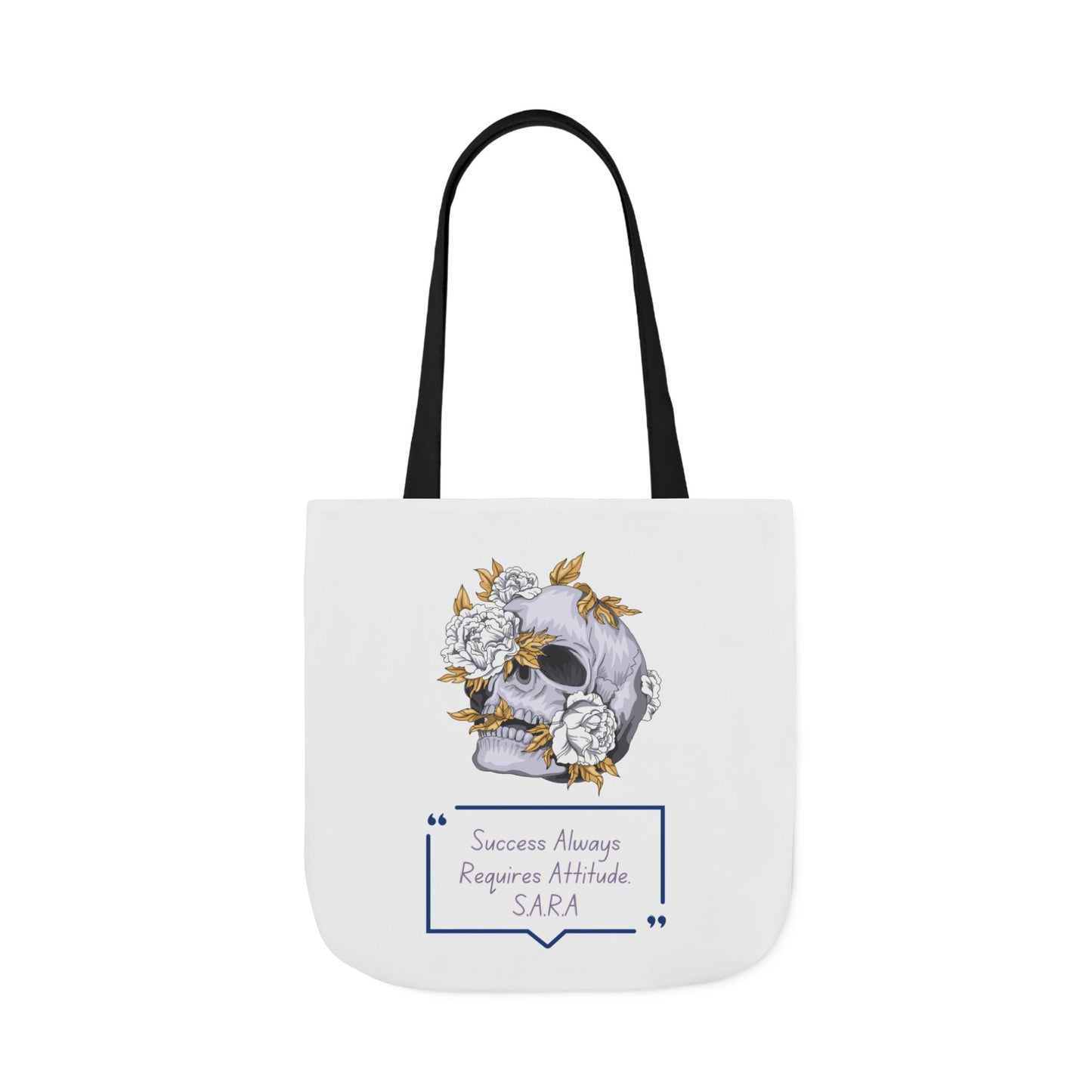 Personalized Initial Quote Floral Skull Canvas Tote Custom Name