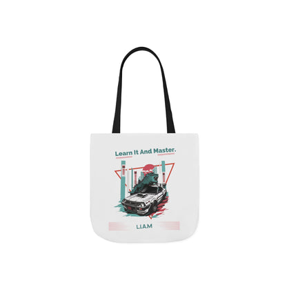 Personalized Initial Quote Dinosaur Car Canvas Tote Custom Name