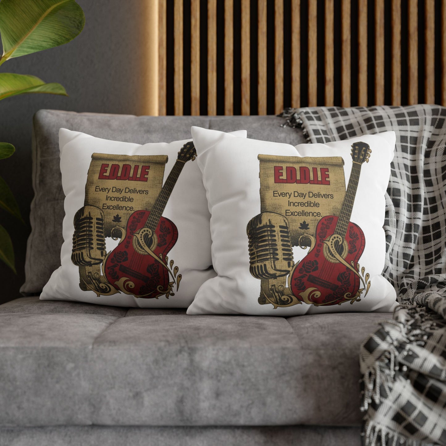 Personalized Initial Quote Guitar — Custom Sayings on Square Poly Canvas Pillowcase