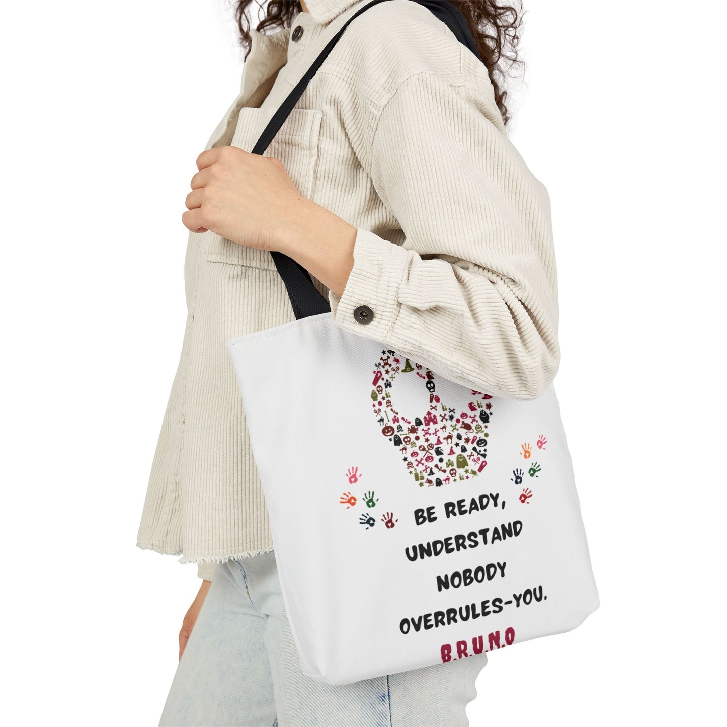 Personalized Initial Quote Floral Skull Canvas Tote Custom Name