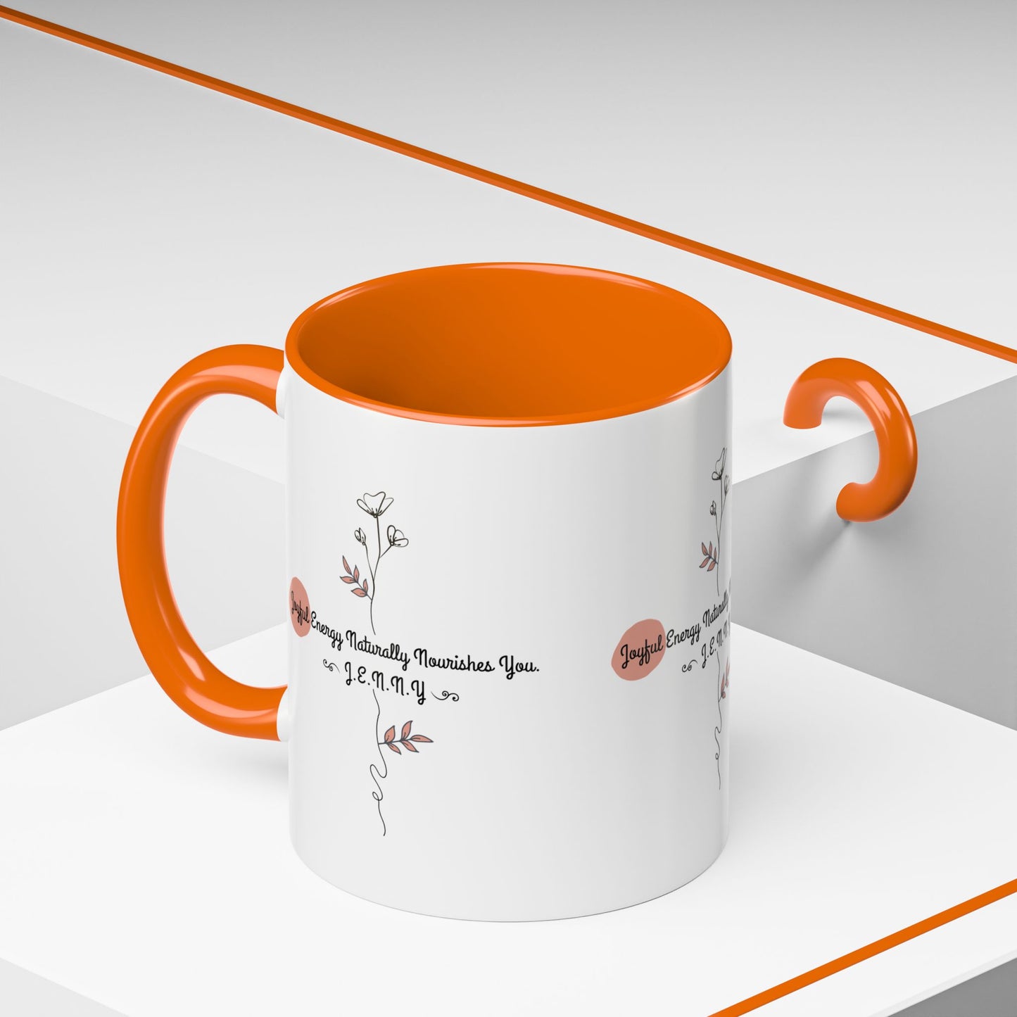 Personalized Initial Floral Minimalist Accent Coffee Mug
