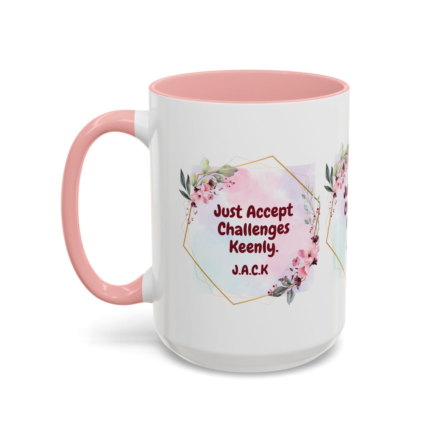 Personalized Floral Frame Accent Coffee Mug
