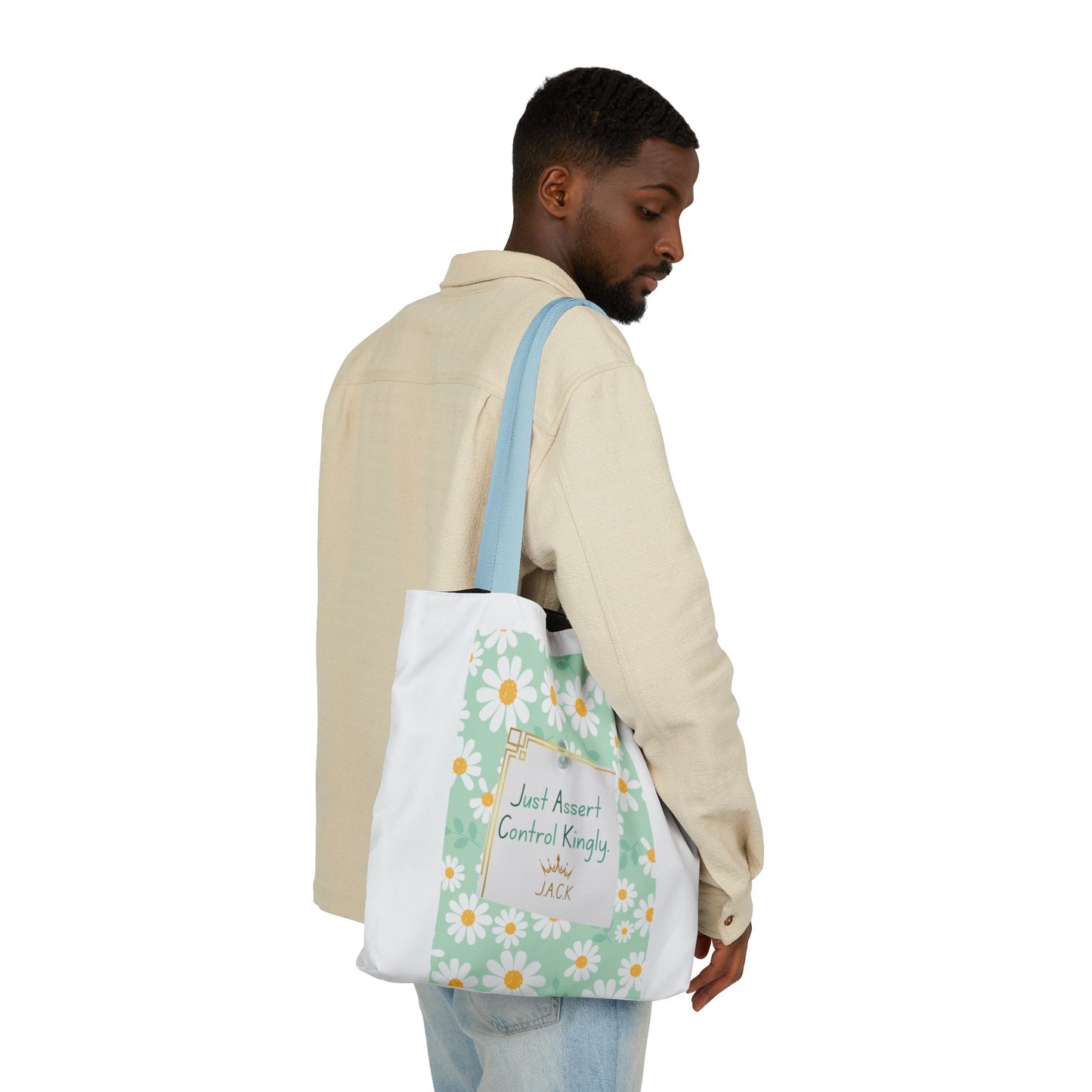 Personalized Initial Quote Floral Inspirational Canvas Tote Custom Name