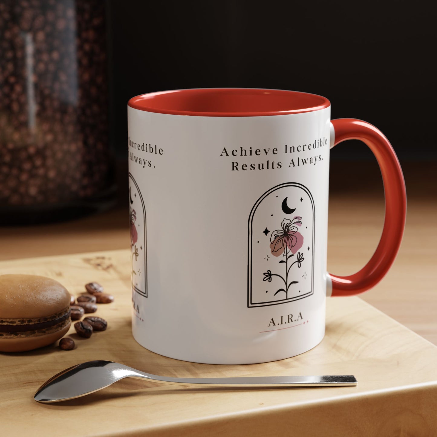 Personalized Initial Floral Moon Accent Coffee Mug
