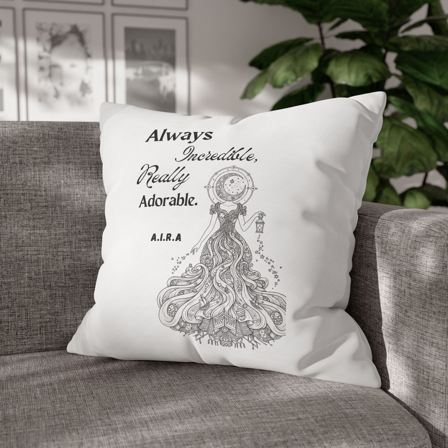 Personalized Initial Quote Light Girl — Custom Sayings on Square Poly Canvas Pillowcase
