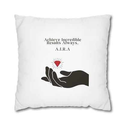 Personalized Initial Quote Gem Hand — Custom Sayings on Square Poly Canvas Pillowcase