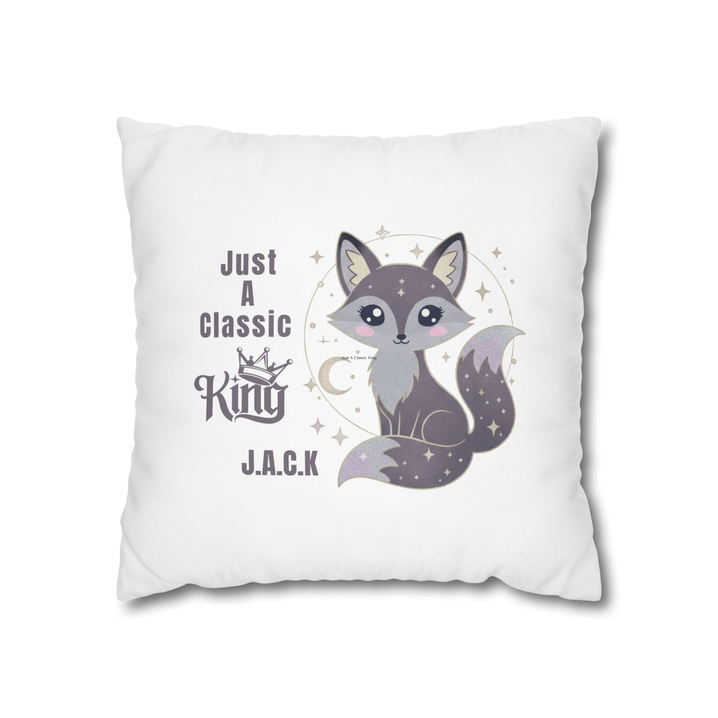 Personalized Initial Quote Fox — Custom Sayings on Square Poly Canvas Pillowcase
