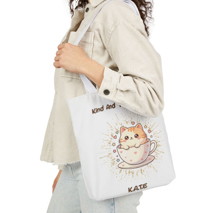 Personalized Initial Quote Exquisite Cat Canvas Tote Custom Name