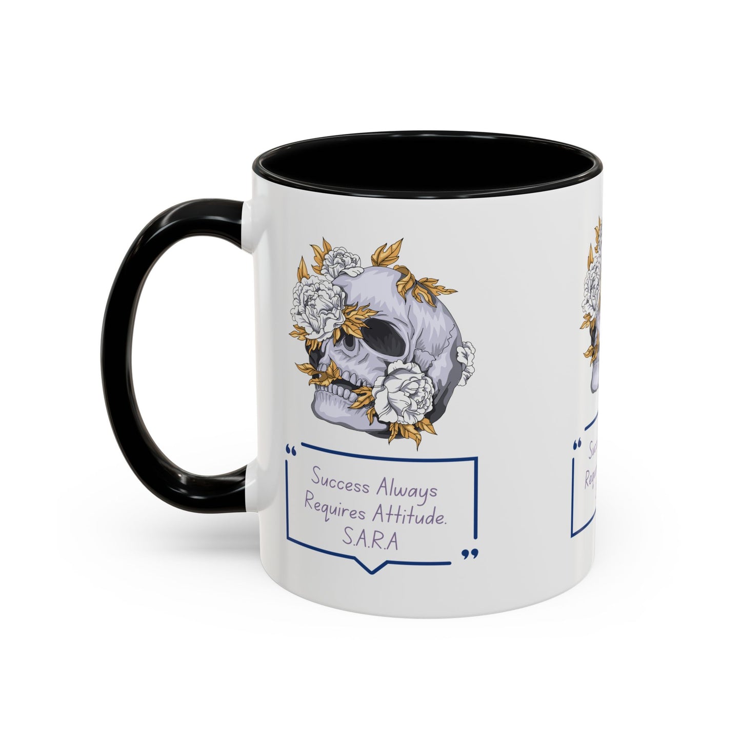 Personalized Initial Floral Skull Accent Coffee Mug