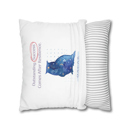 Personalized Initial Quote Galaxy Owl — Custom Sayings on Square Poly Canvas Pillowcase
