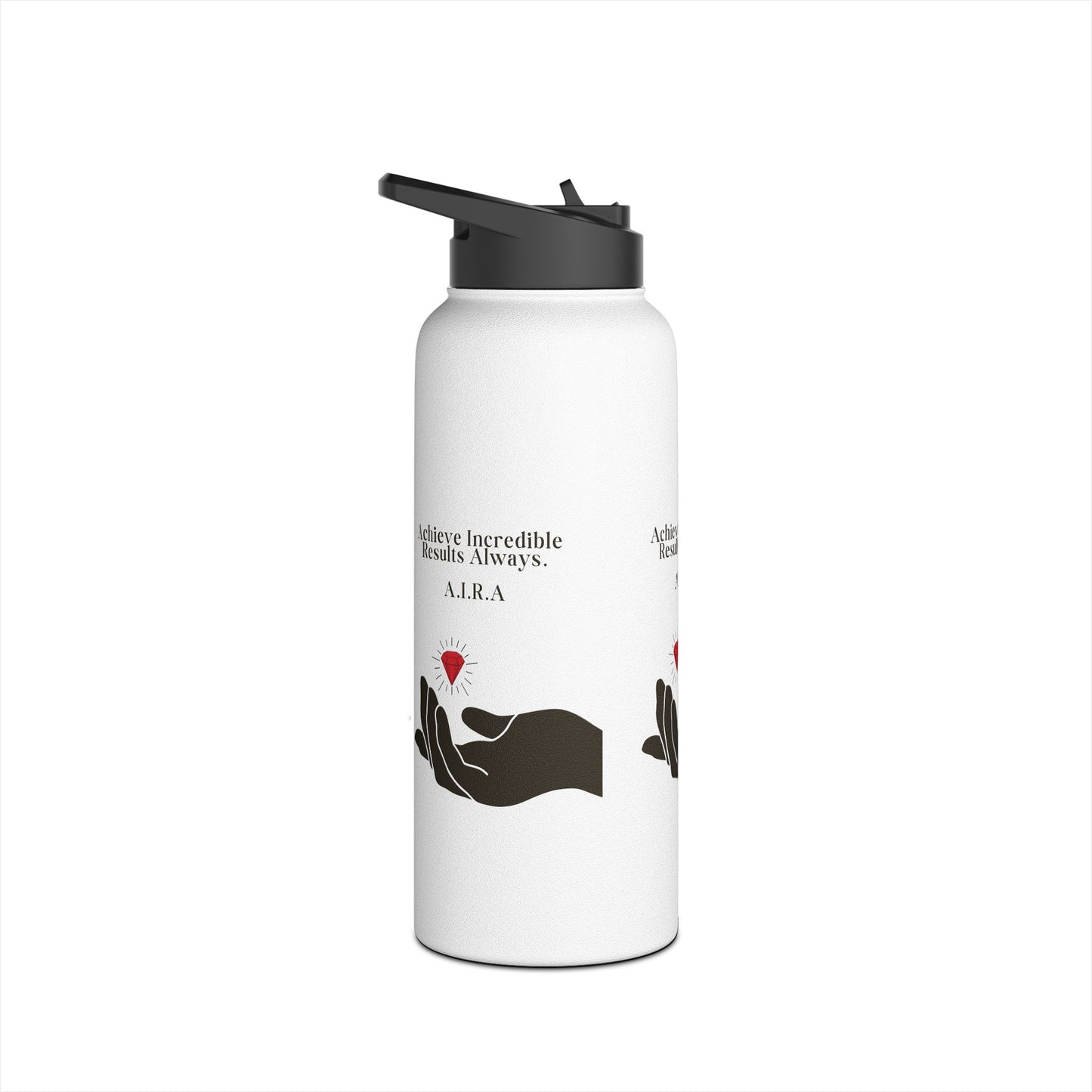 Personalized Initial Quote Hand and Gem Stainless Steel Water Bottle
